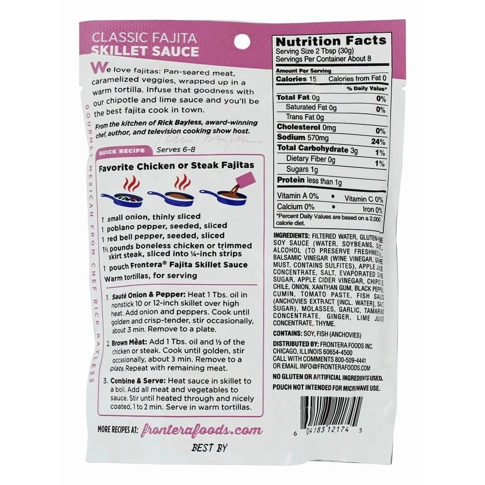 Frontera Classic Fajita Skillet Sauce with Chipotle & Lime, Gluten-Free, 8 oz, Case of 6