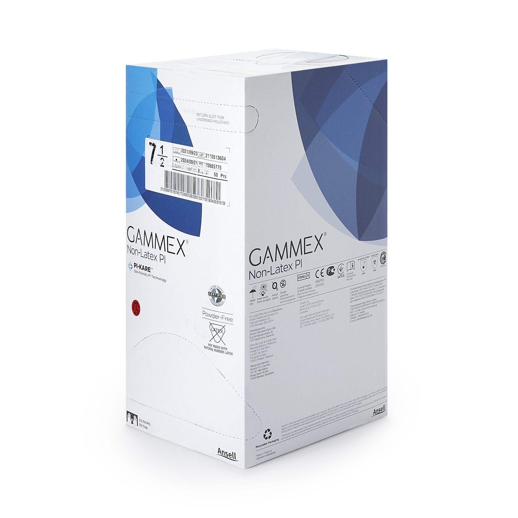 Gammex® Non-Latex PI Polyisoprene Surgical Glove, Size 7.5, White 20685775