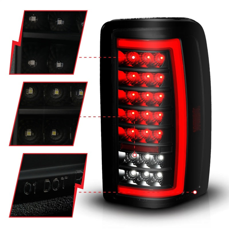 ANZO 00-06 Chevrolet Tahoe / GMC Yukon Full LED Taillights w/ Lightbar Black Housing/Smoke Lens 311449