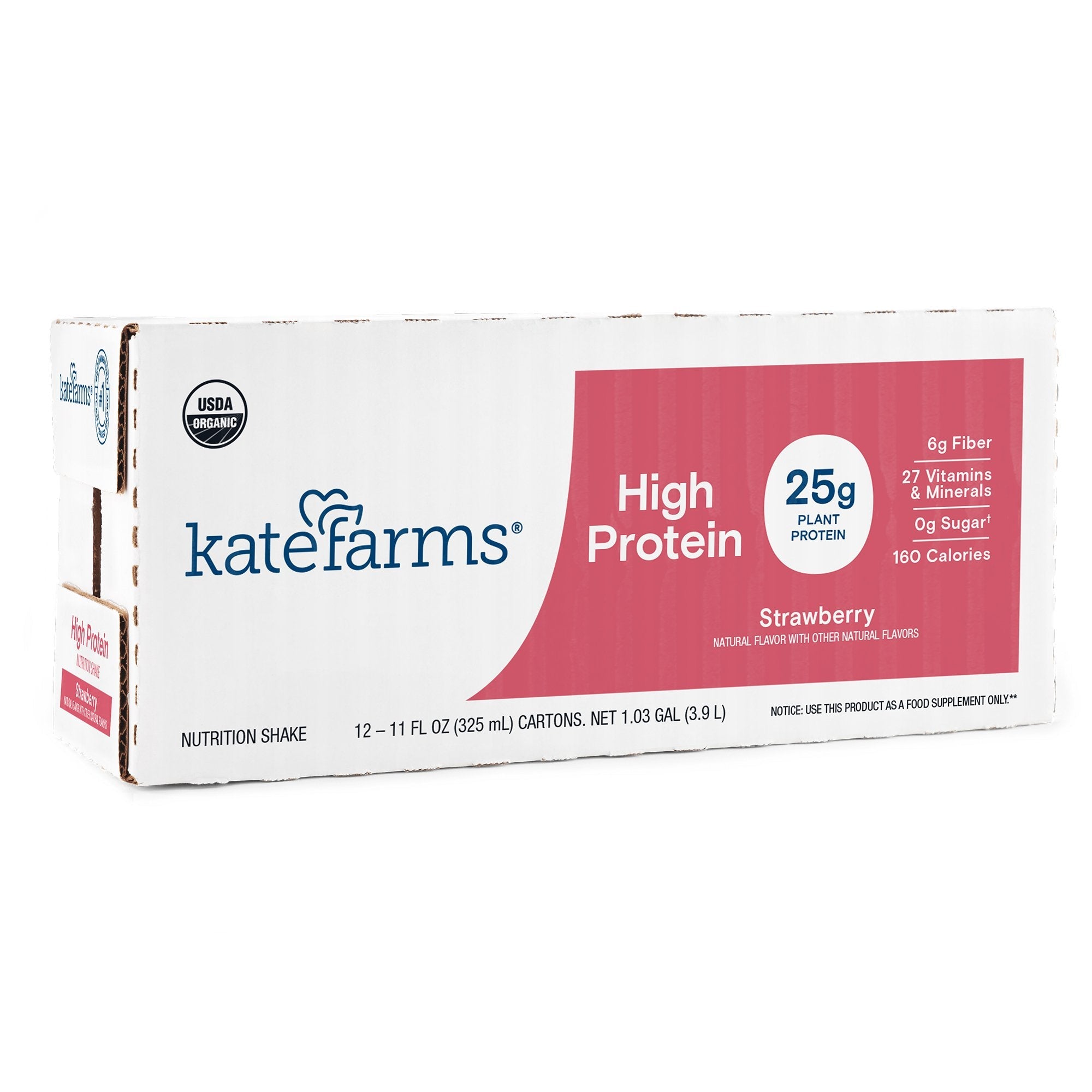 Oral Supplement Kate Farms High Protein Strawberry Flavor Liquid 11 oz. Carton 811112031420
