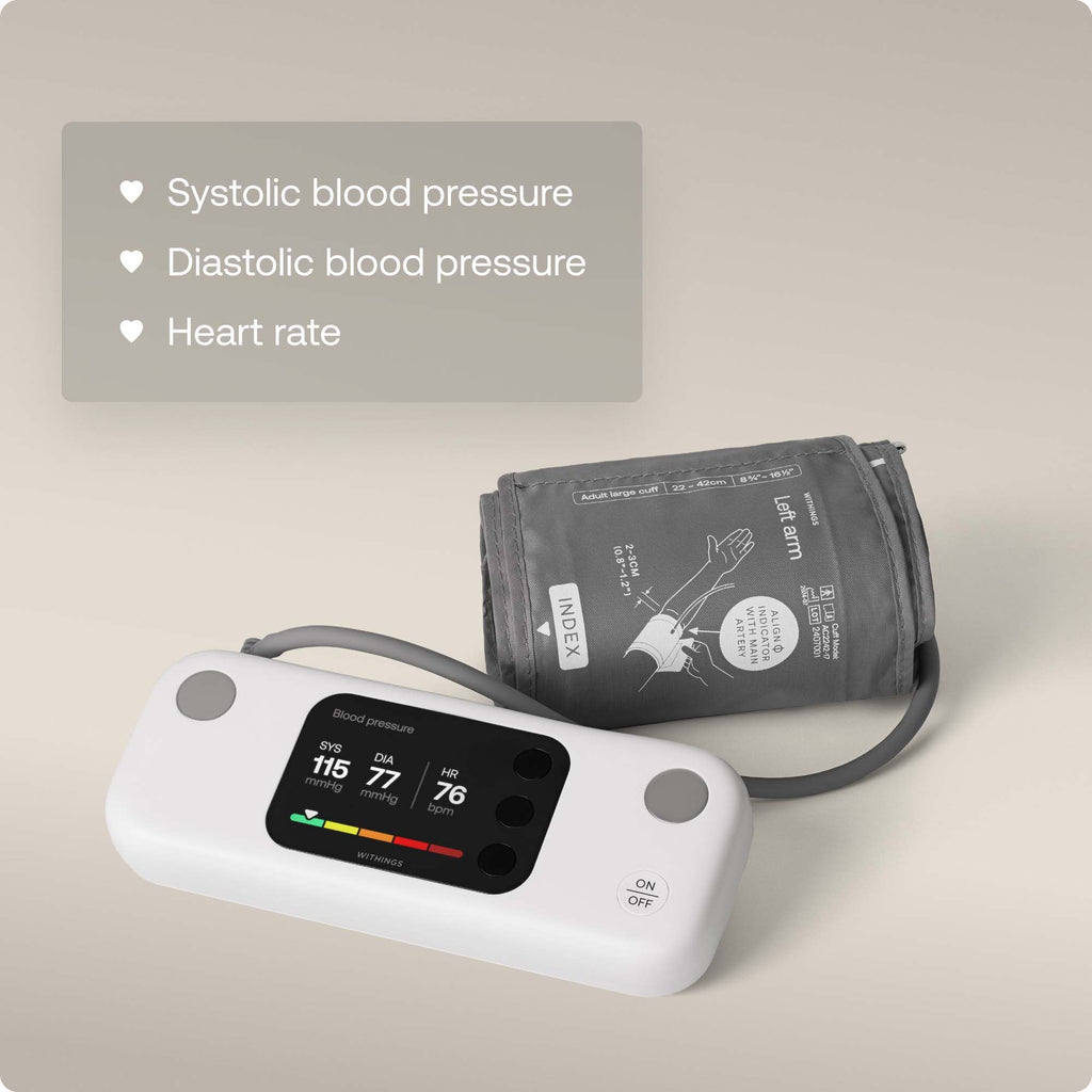 Withings® Smarthealth Digital Blood Pressure Monitor Adult Nylon Arm Cuff Mobile Desk Model - WPM07-08-ALL-INT