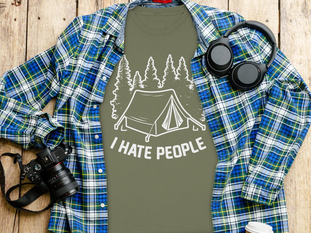 I Hate People Tent In The Forest Illustration Long Sleeve T-Shirt
