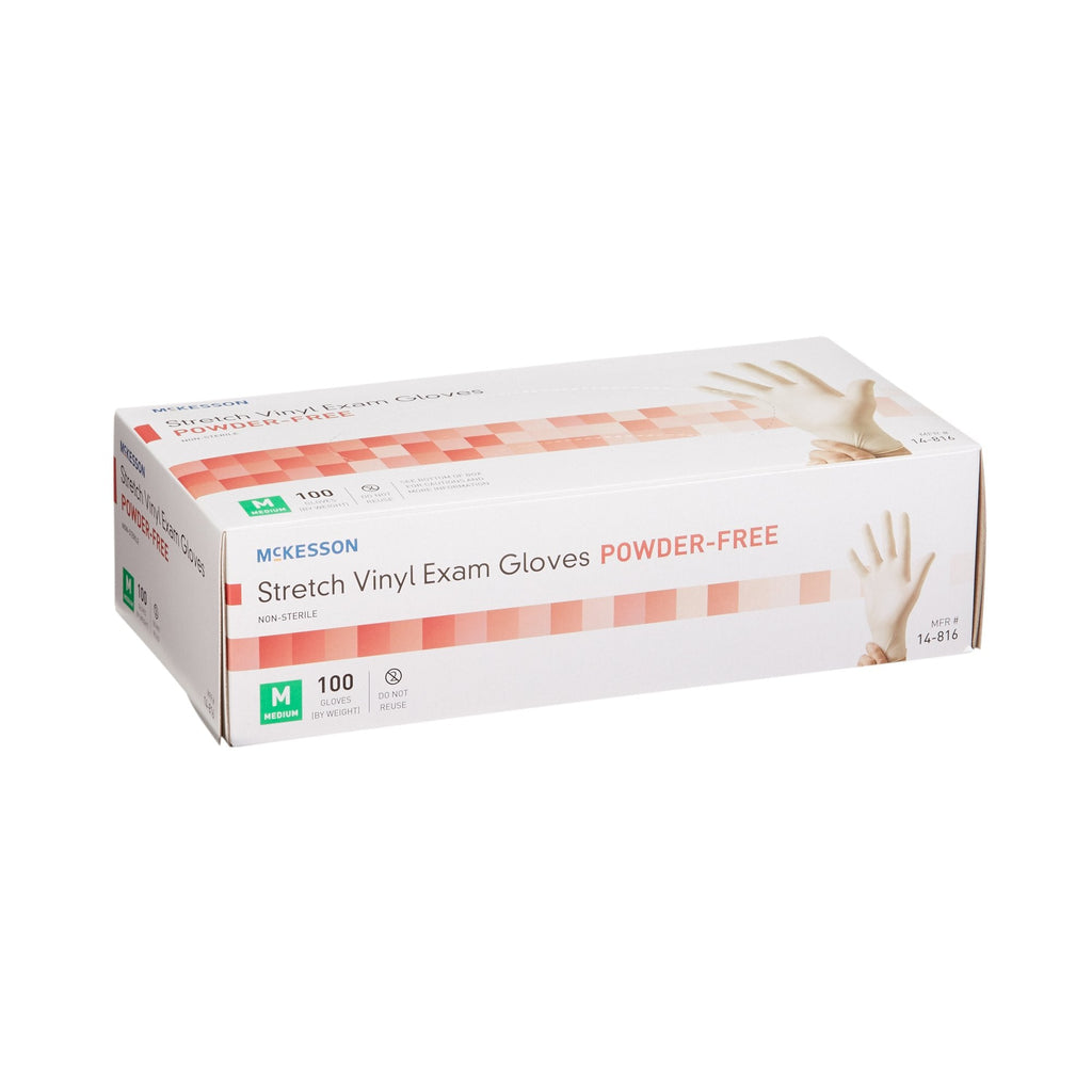McKesson Stretch Vinyl Exam Glove, Medium, Ivory 14-816