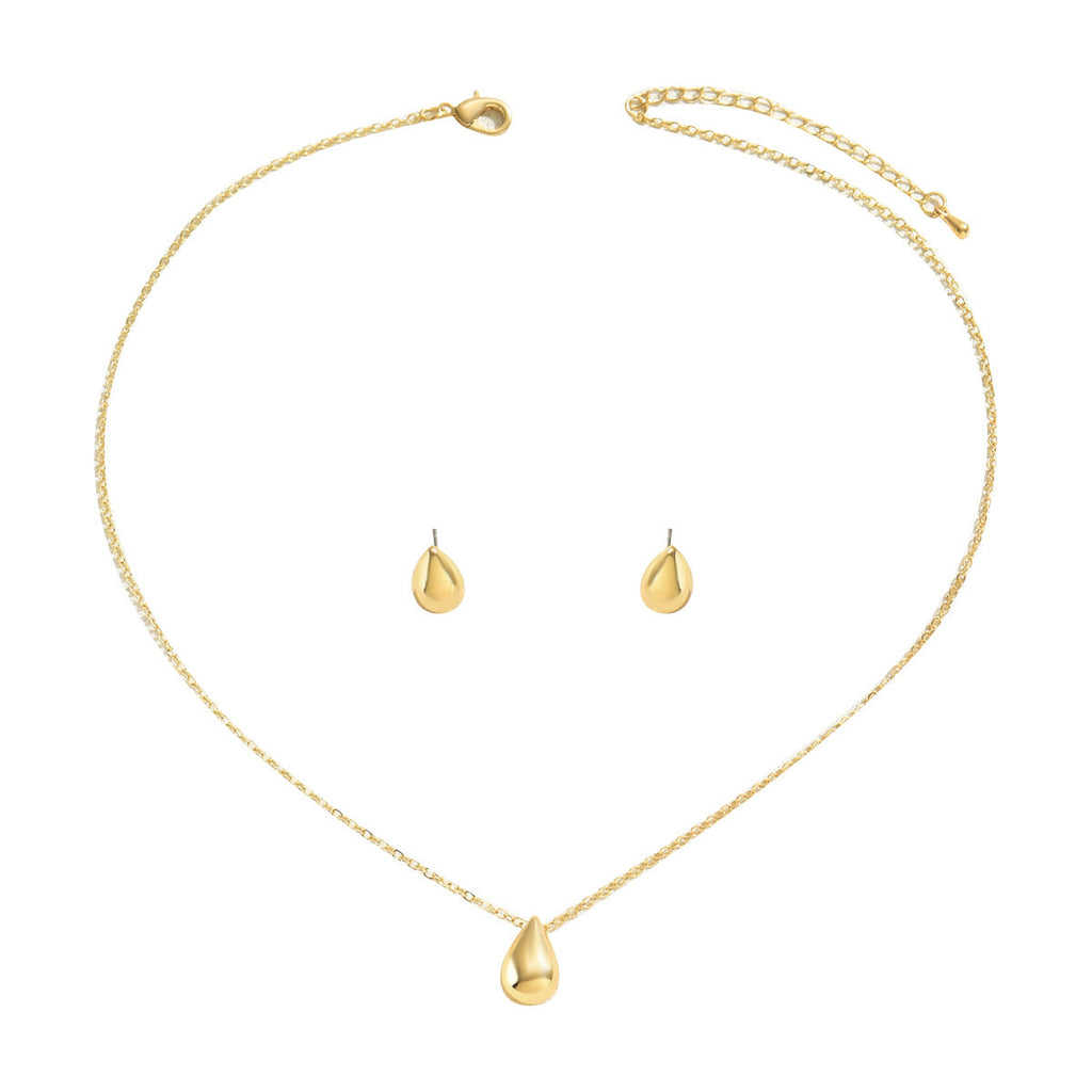 Sweet Fresh Style Women Jewelry Set, Niche Geometric Water Drop Design Matching Clavicle Necklace & Earrings, Versatile Daily Neck Ear Ornaments