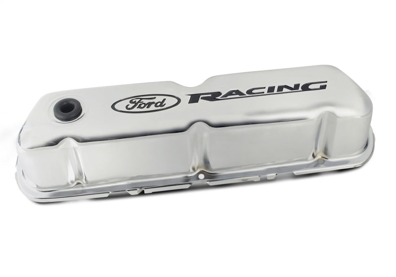 Ford Chrome Steel Valve Cover Set w/Ford Racing Logo FRD302-071