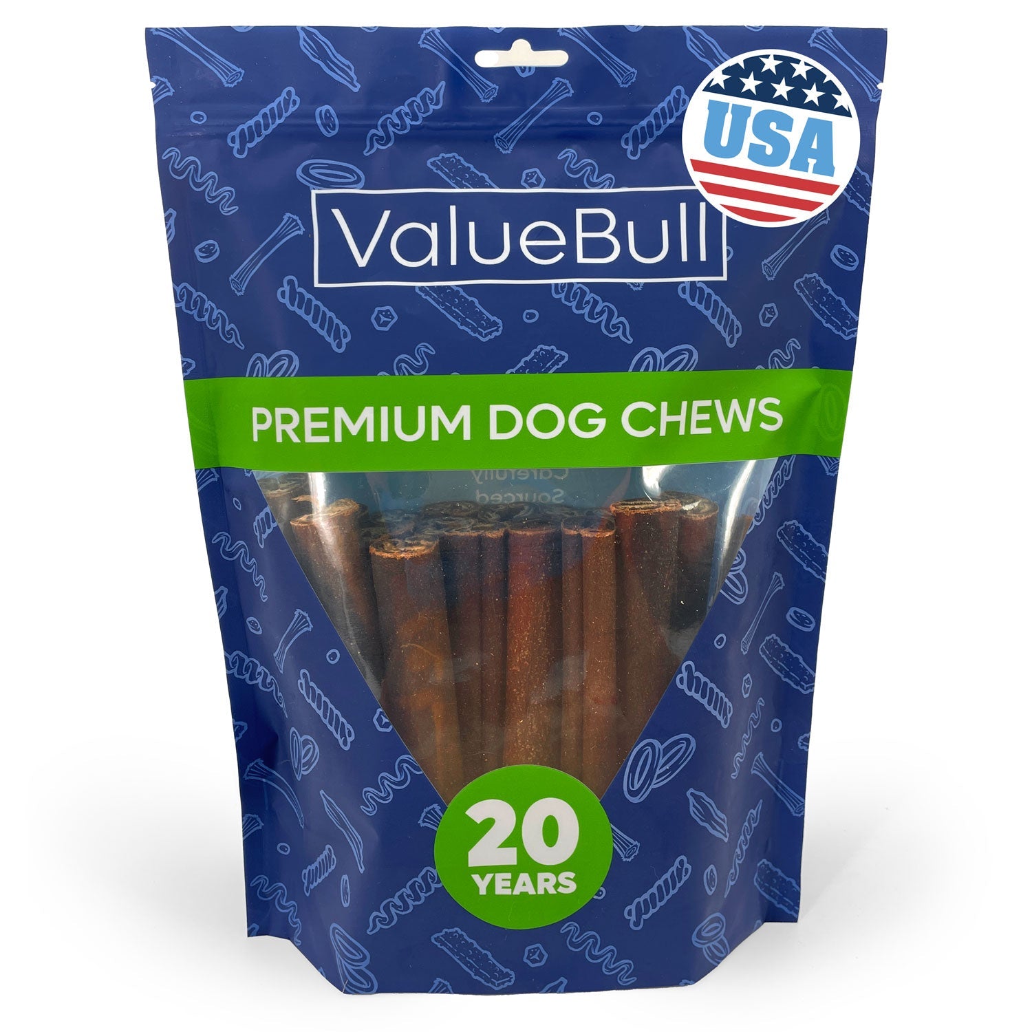 ValueBull USA Collagen Sticks for Dogs, 6 Inch Thick Chews, Natural Long-Lasting Dog Treats, 25 Count