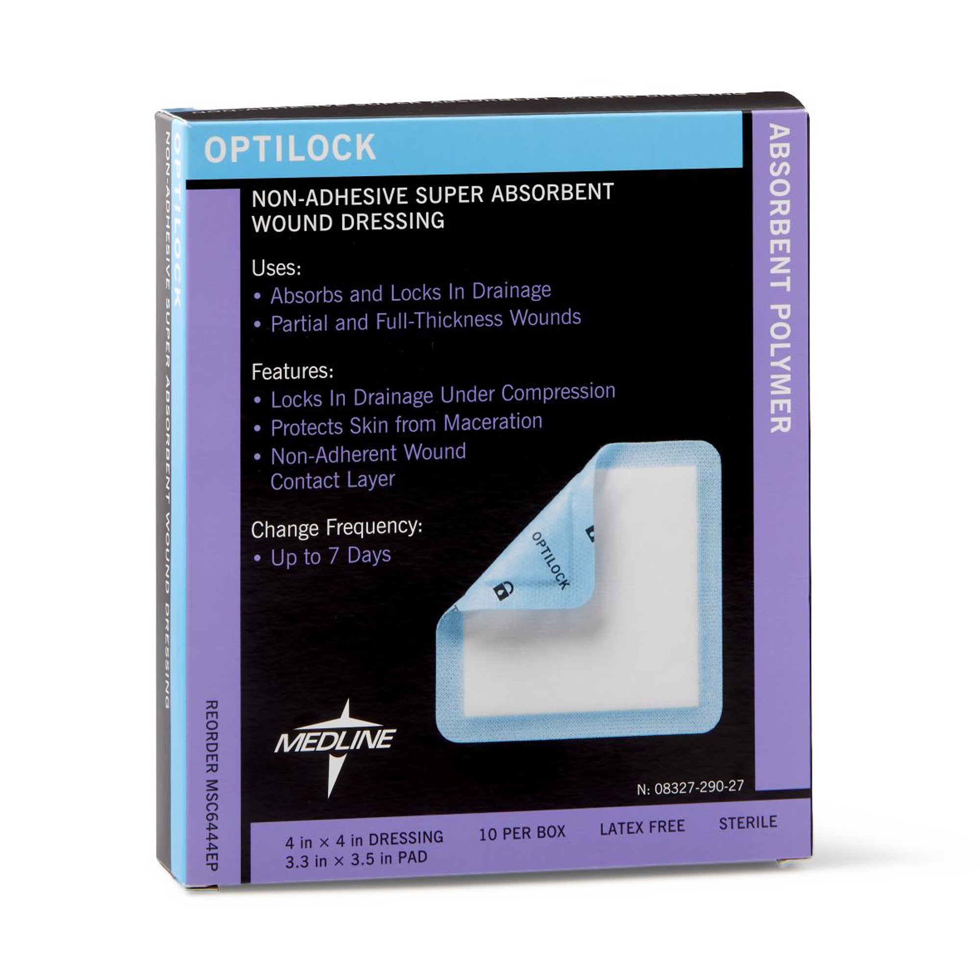 Optilock Super Absorbent Dressing, 4 x 4 Inch MSC6444EP