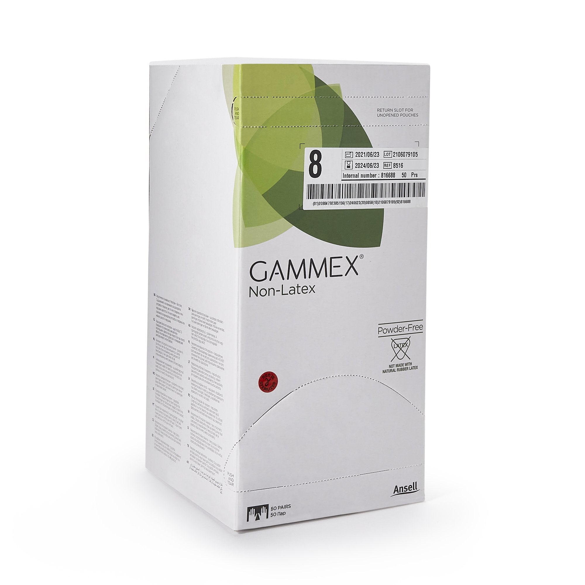 Gammex® Non-Latex Polyisoprene Surgical Glove, Size 8, Green 8516
