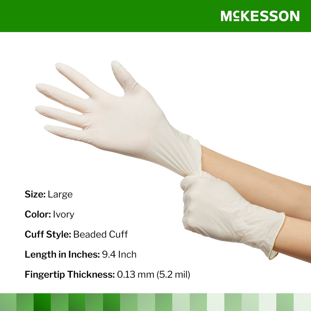 McKesson Confiderm® Latex Exam Glove, Large, Ivory 14-1383