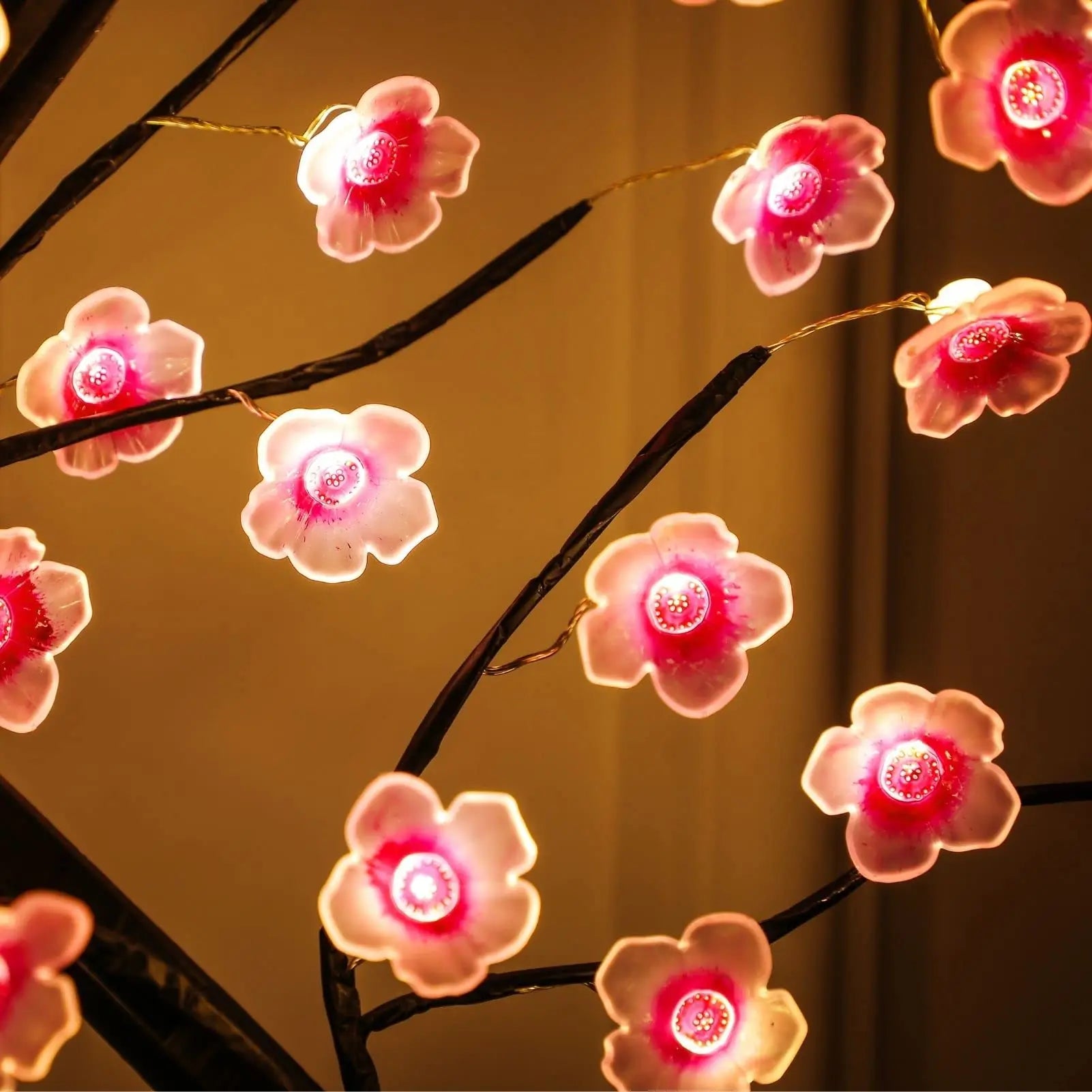 Cherry Blossom Bonsai LED Table Lamp 19.7in (50cm) USB or 3×AA Battery Powered Touch Sensor Night Light Tabletop Decorative Tree - PhishStones Products