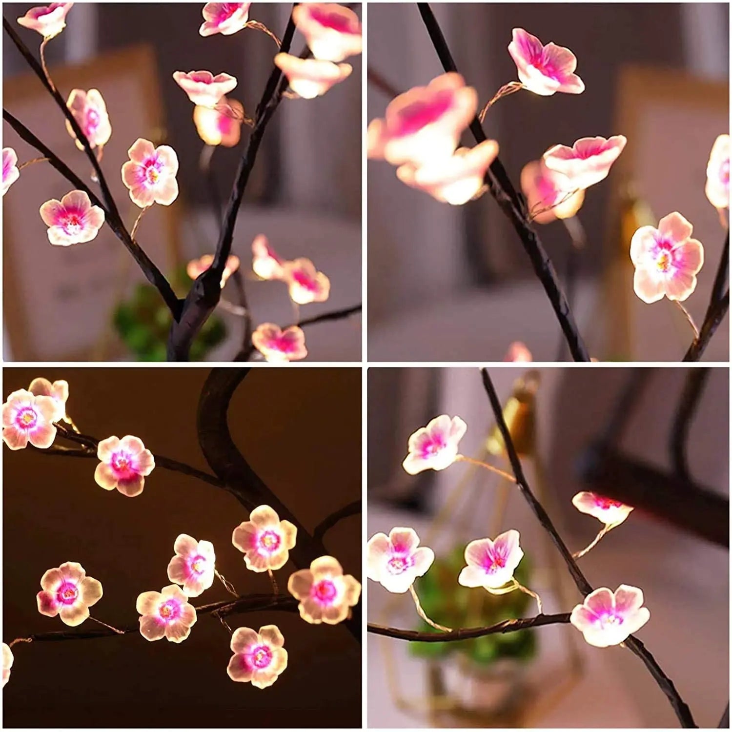 Cherry Blossom Bonsai LED Table Lamp 19.7in (50cm) USB or 3×AA Battery Powered Touch Sensor Night Light Tabletop Decorative Tree - PhishStones Products