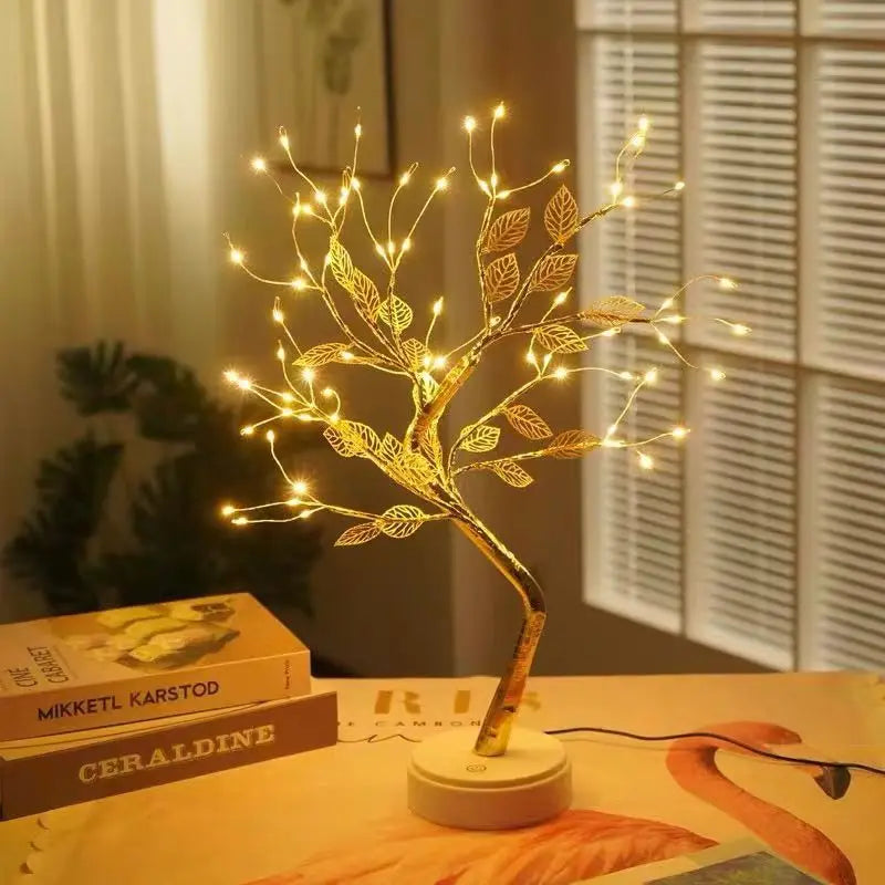Cherry Blossom Bonsai LED Table Lamp 19.7in (50cm) USB or 3×AA Battery Powered Touch Sensor Night Light Tabletop Decorative Tree - PhishStones Products