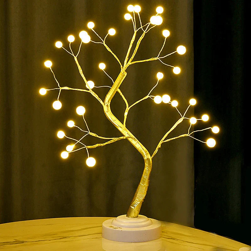Cherry Blossom Bonsai LED Table Lamp 19.7in (50cm) USB or 3×AA Battery Powered Touch Sensor Night Light Tabletop Decorative Tree - PhishStones Products