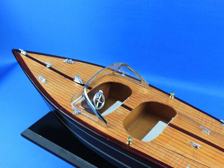 Wooden Chris Craft Triple Cockpit Model Speedboat 20""