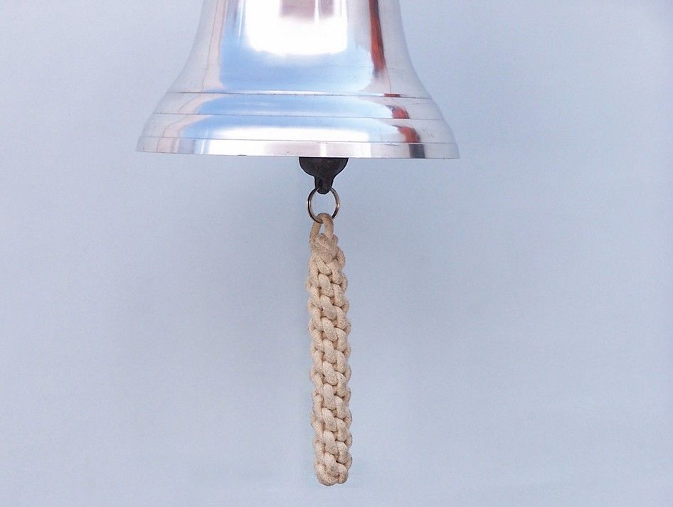 Chrome Hanging Ship's Bell 15""