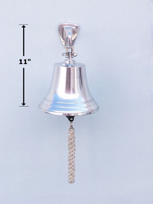 Chrome Hanging Ship's Bell 11""