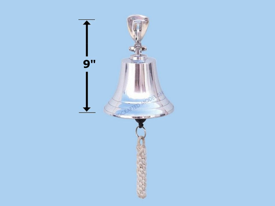 Chrome Hanging Ship's Bell 9""