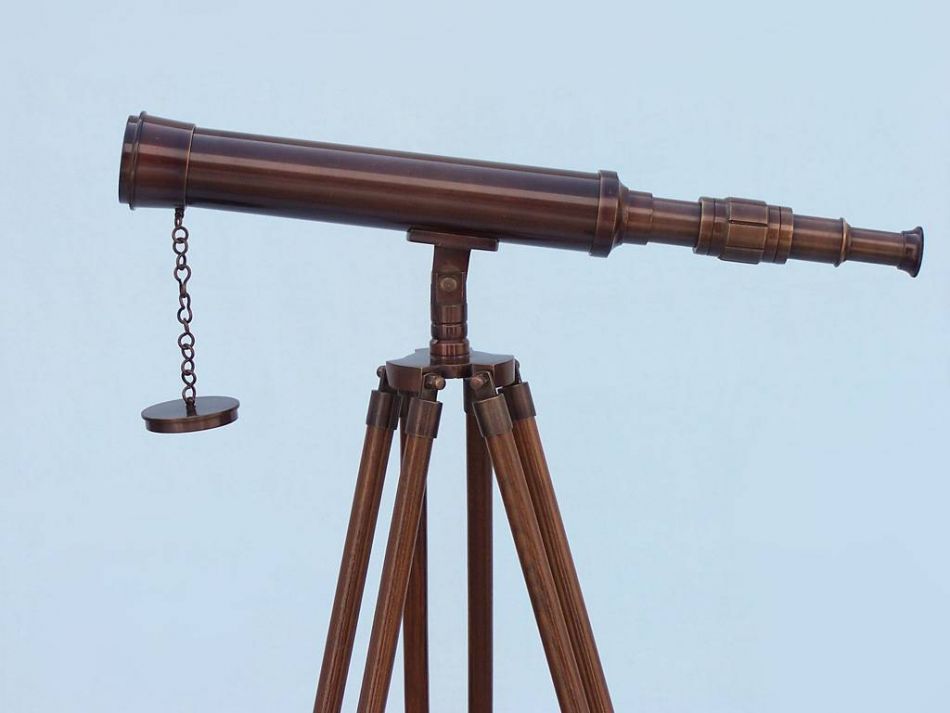 Floor Standing Antique Copper Harbor Master Telescope 50""