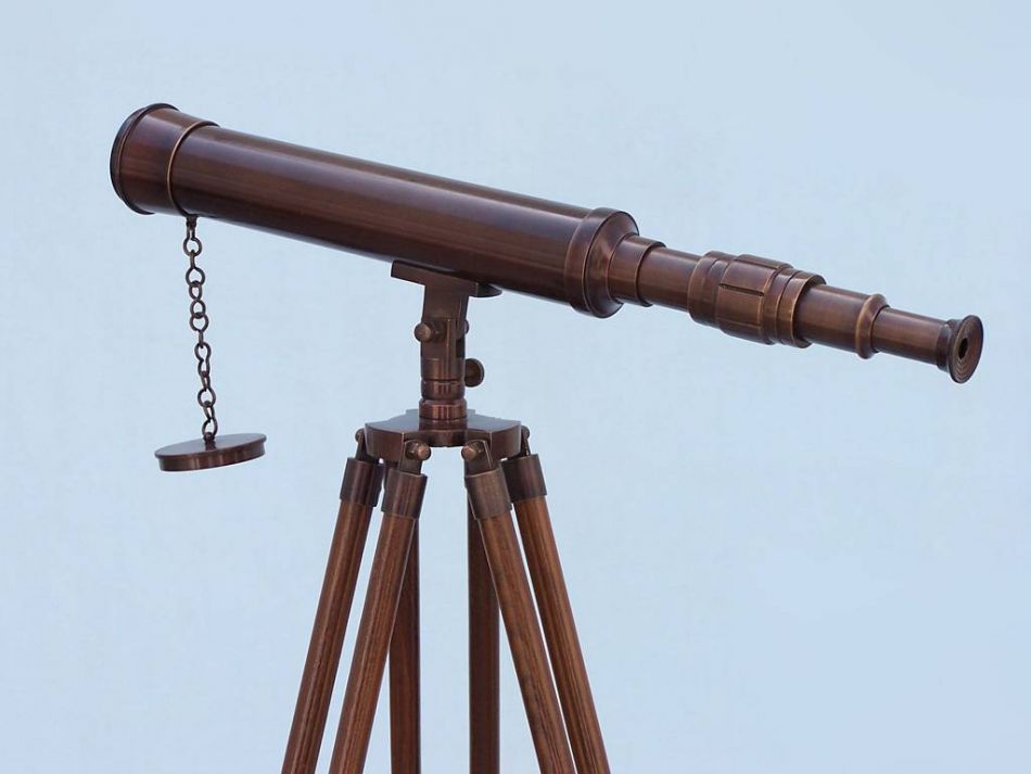 Floor Standing Antique Copper Harbor Master Telescope 50""