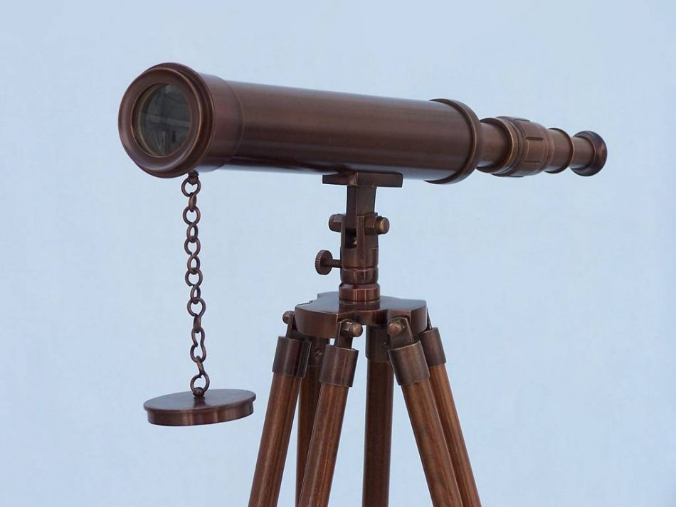 Floor Standing Antique Copper Harbor Master Telescope 50""