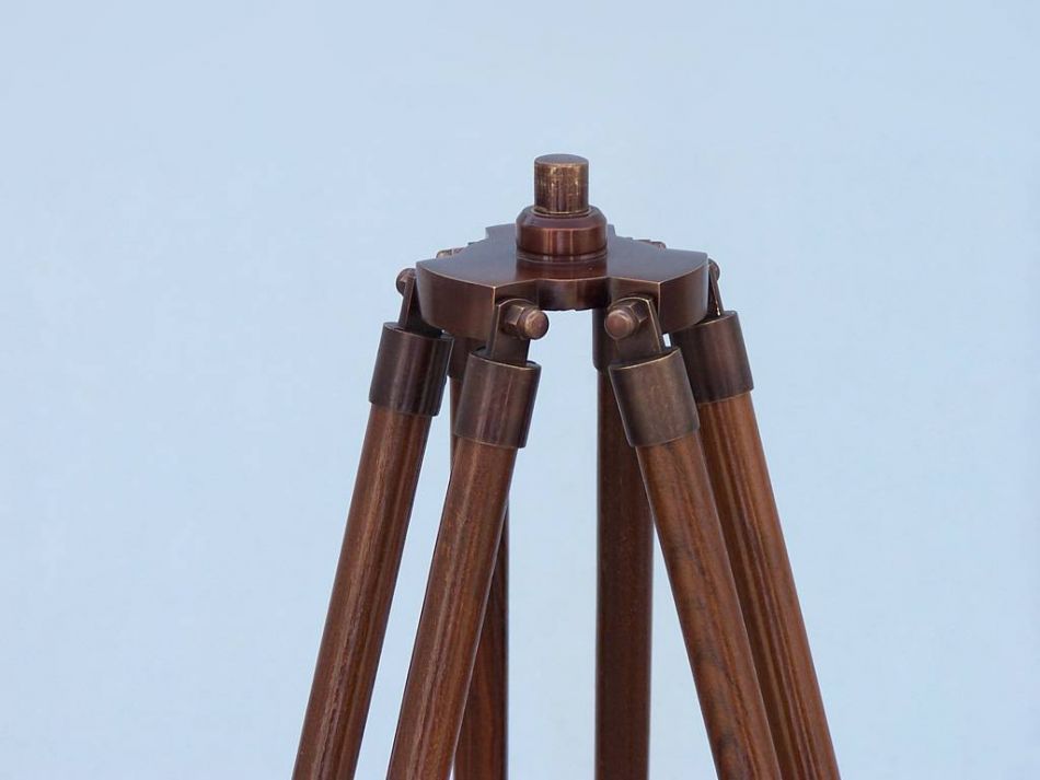 Floor Standing Antique Copper With Leather Harbor Master Telescope 50""