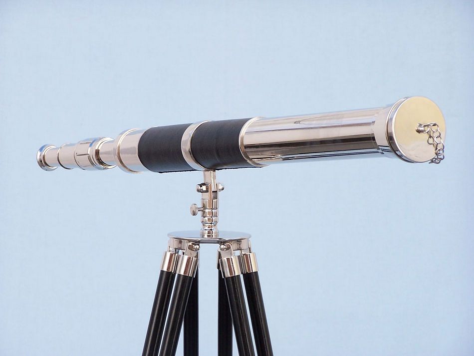 Admirals Floor Standing Chrome with Leather Telescope 60""
