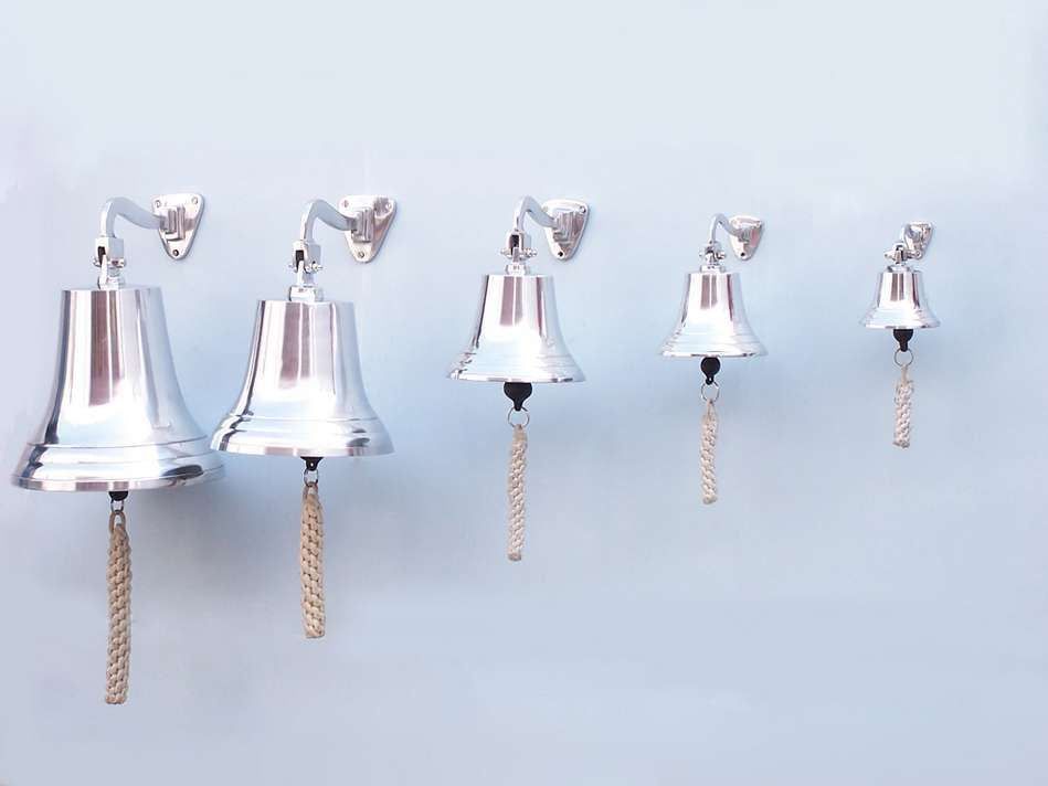 Chrome Hanging Ship's Bell 18""