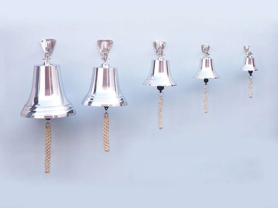 Chrome Hanging Ship's Bell 18""