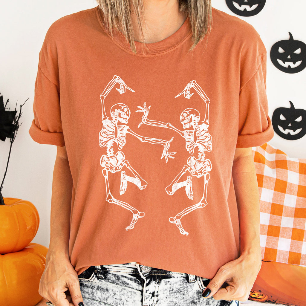 Dancing Skeletons Retro Halloween Vintage Inspired Midnight Moonlit Dance Party Comfort Colors Tee