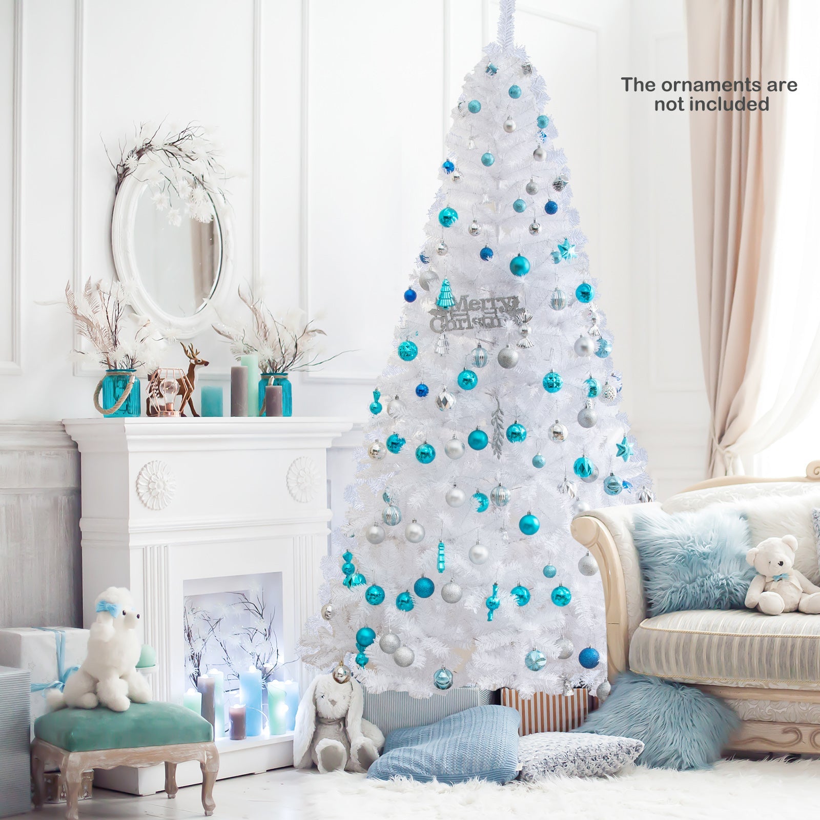 8 ft White Artificial PVC Christmas Tree with Stand