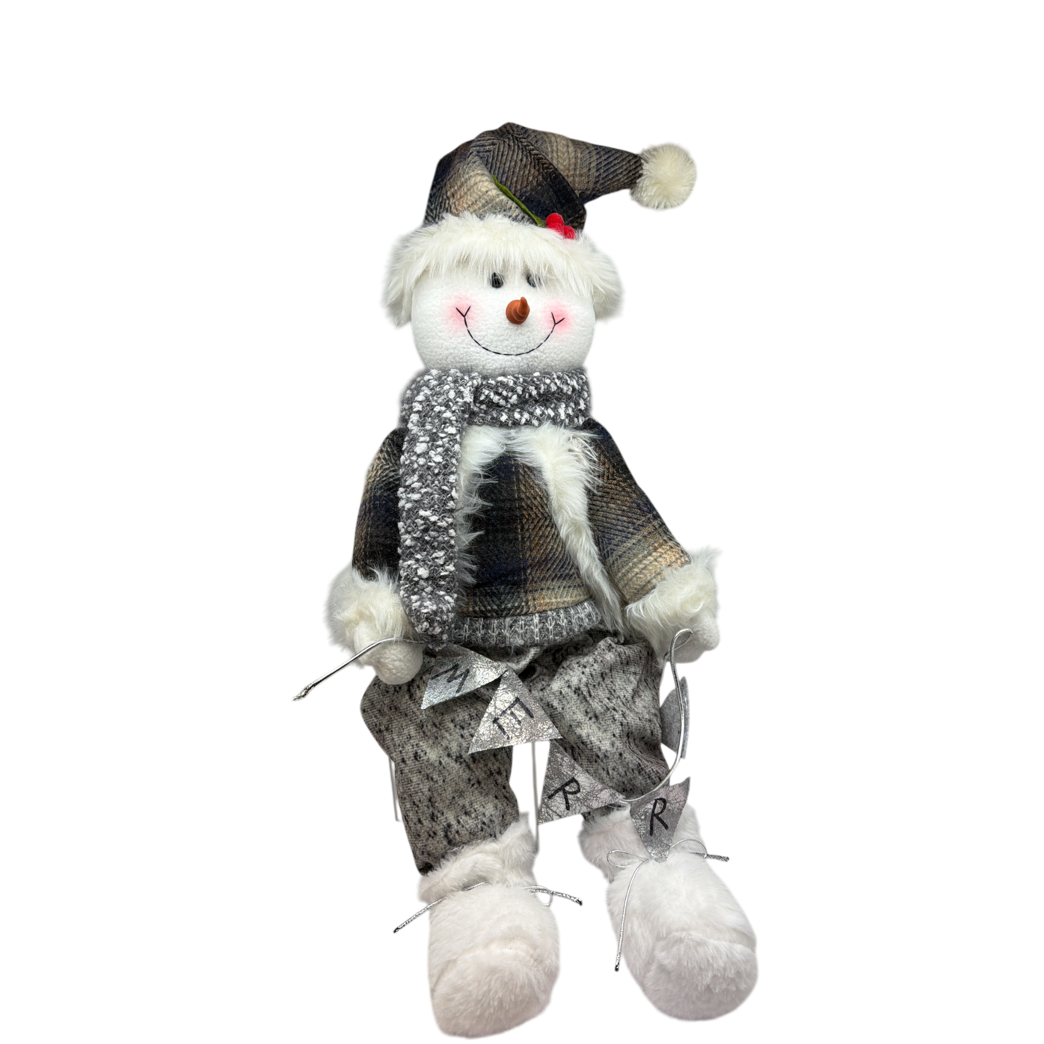 Animated  Snowman With Banner Shelf Sitter