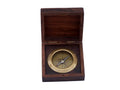 Antique Brass Captains Desk Compass with Rosewood Box 4""