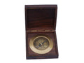 Antique Brass Admirals Desk Compass with Rosewood Box 5""