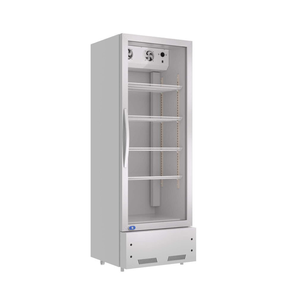Commercial Single Glass Door Upright Beverage Cooler Refrigerator With LED Lighting (SAK24713)