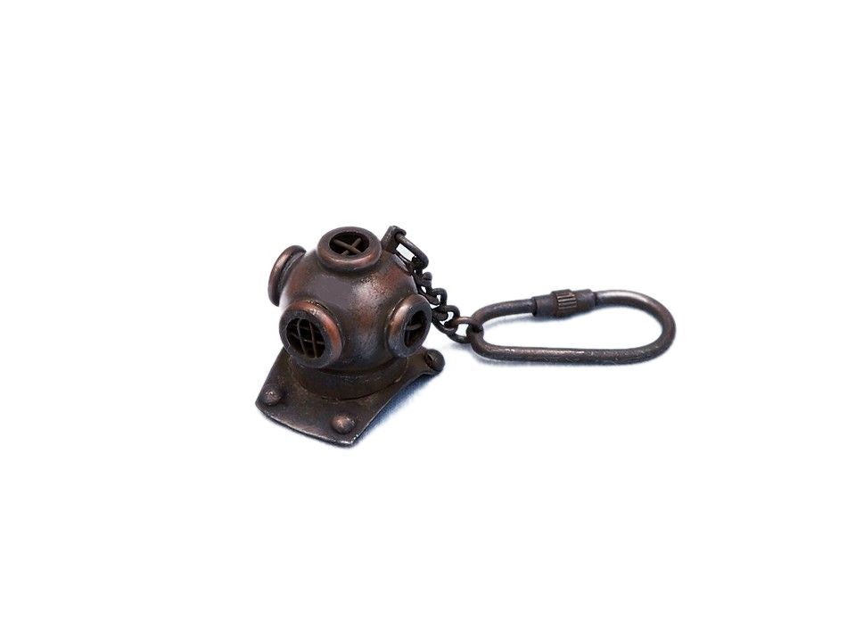 Antique Copper Diving Helmet Key Chain 5""