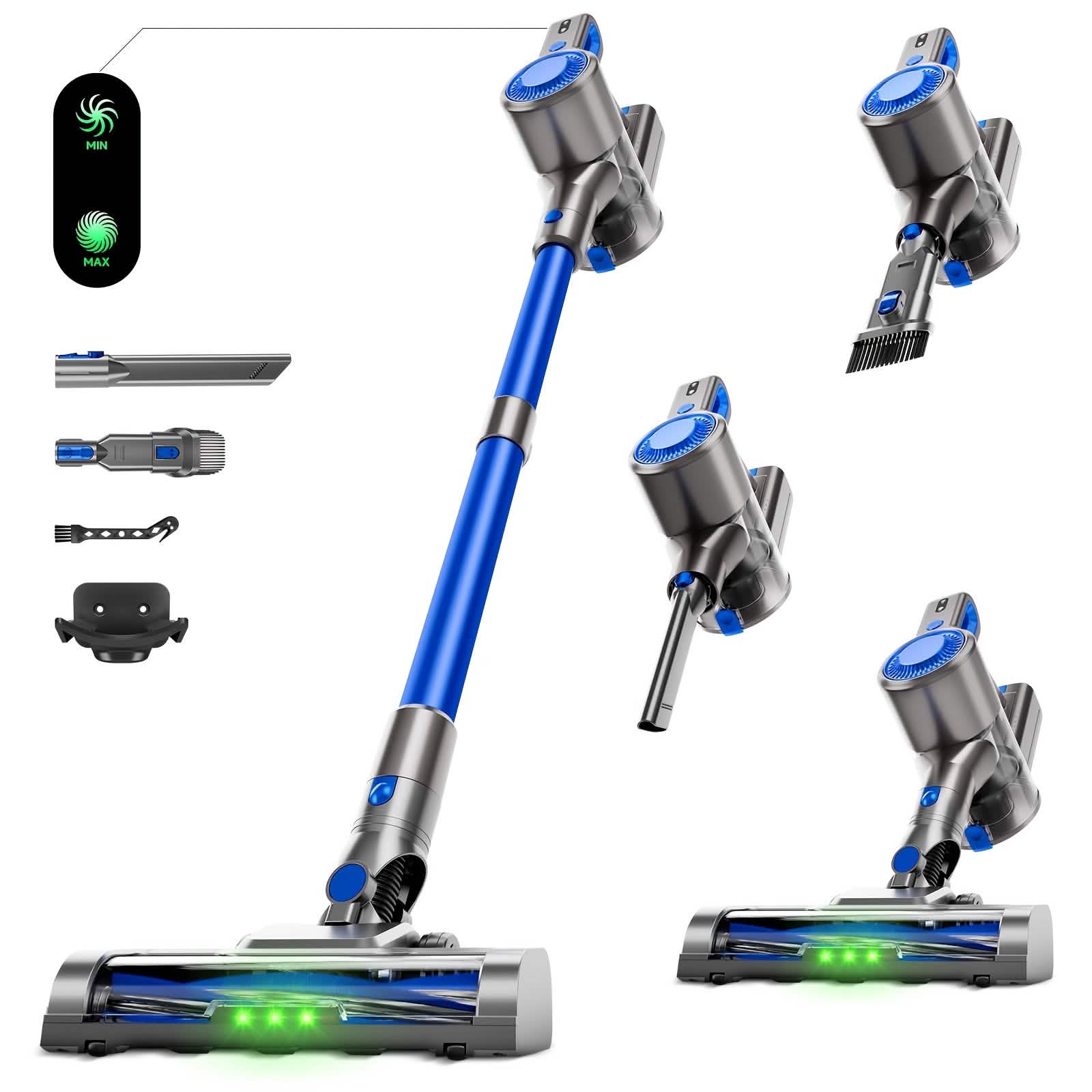 Cordless Vacuum Cleaner with LED Light & Removable Battery – Blue - PhishStones Products