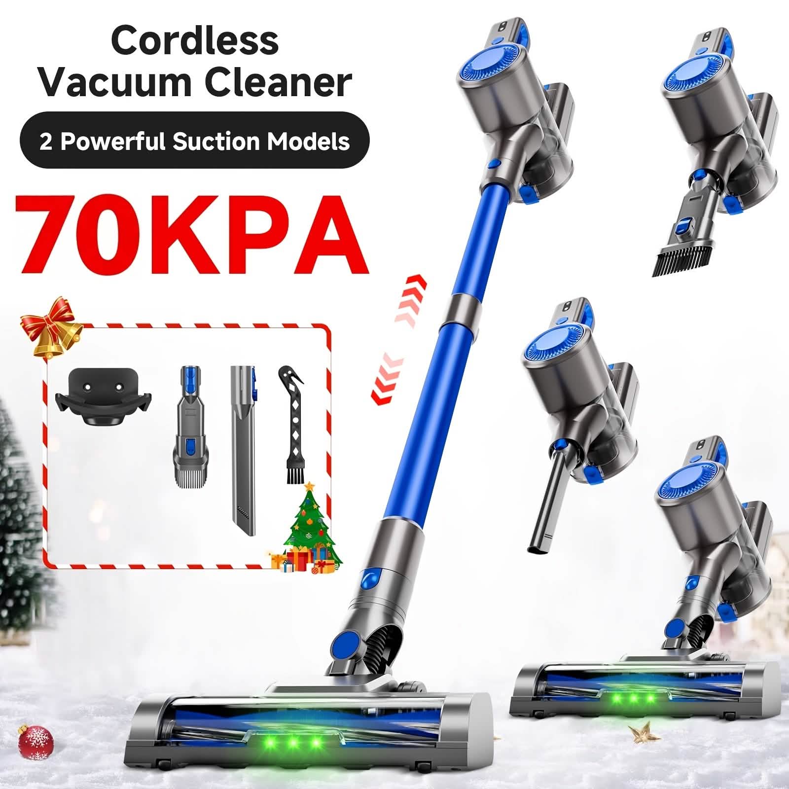 Cordless Vacuum Cleaner with LED Light & Removable Battery – Blue - PhishStones Products