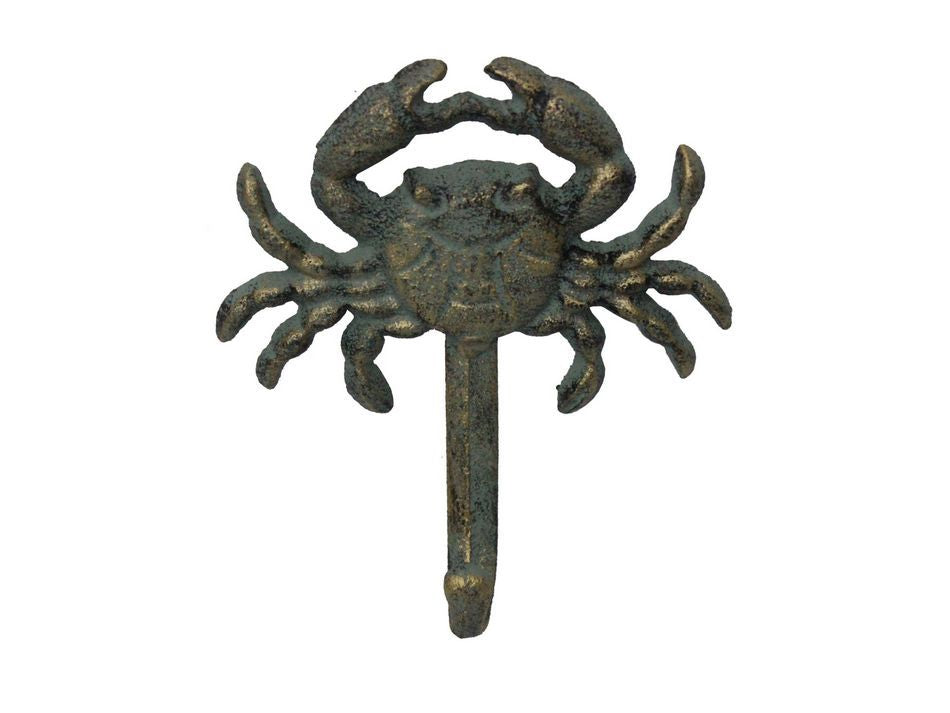 Antique Seaworn Bronze Cast Iron Wall Mounted Crab Hook 5""
