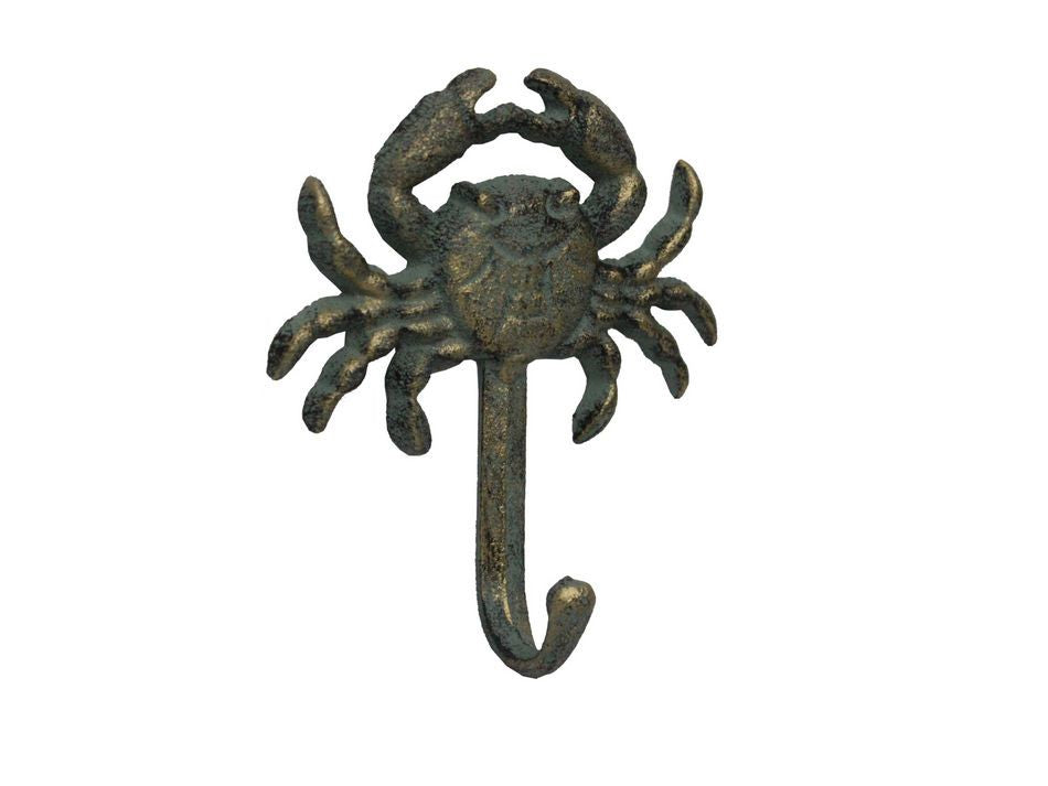 Antique Seaworn Bronze Cast Iron Wall Mounted Crab Hook 5""