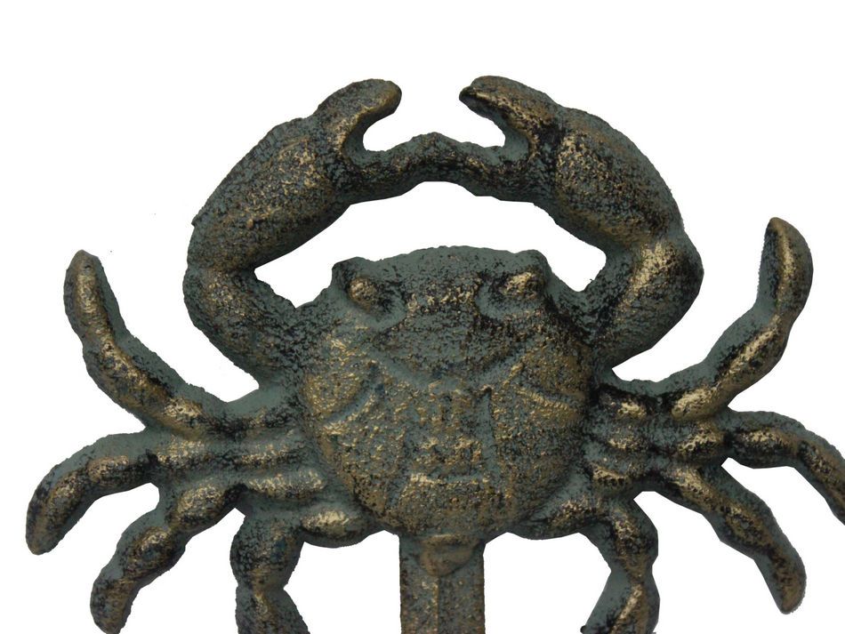 Antique Seaworn Bronze Cast Iron Wall Mounted Crab Hook 5""