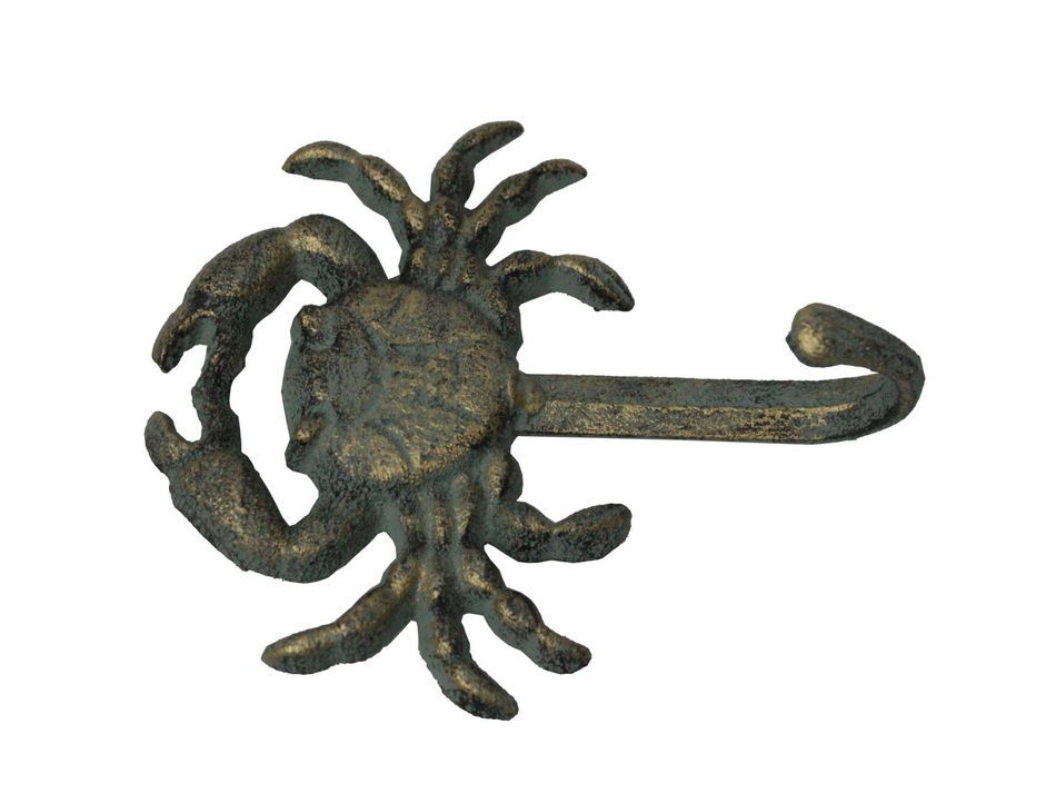 Antique Seaworn Bronze Cast Iron Wall Mounted Crab Hook 5""