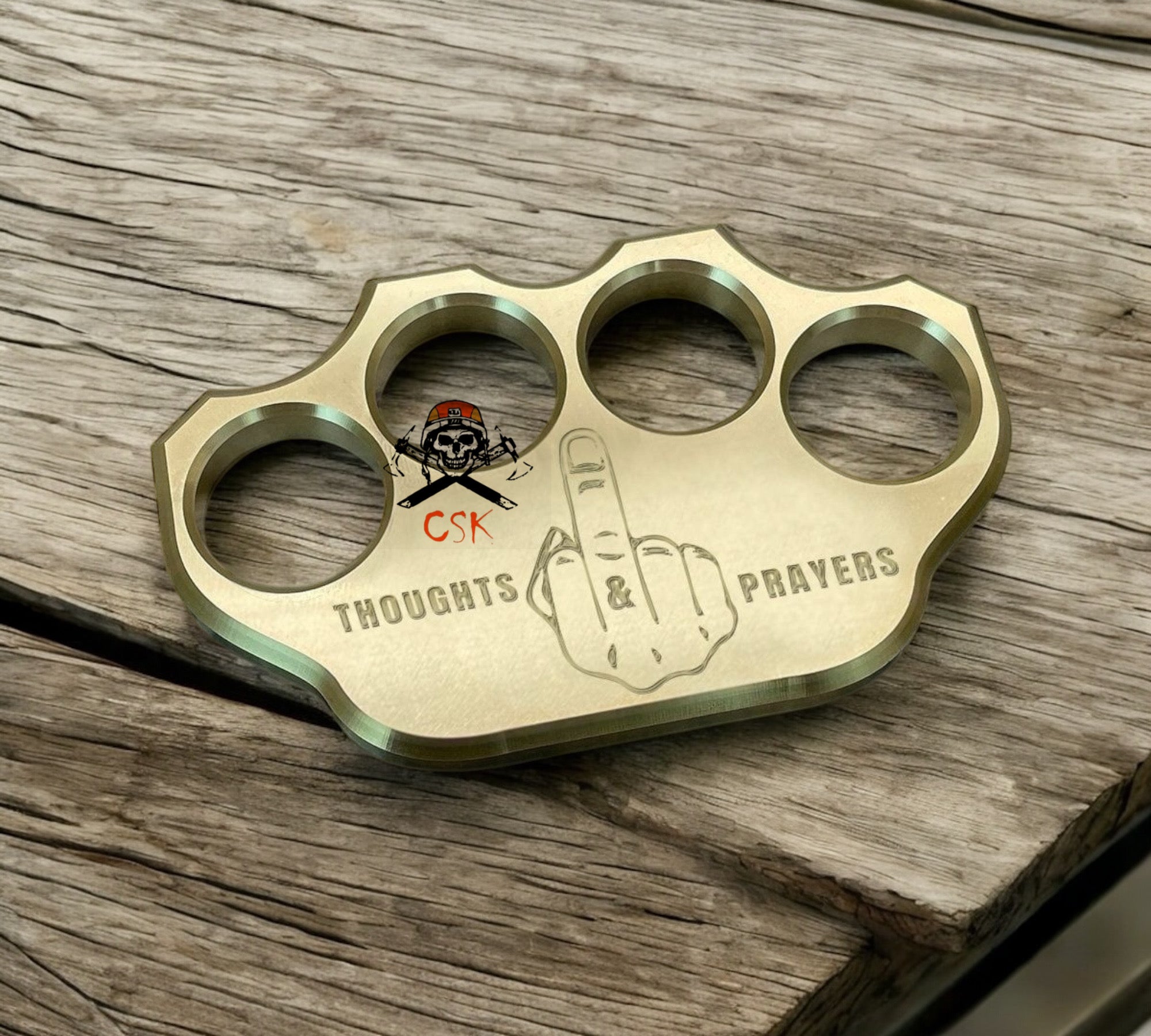 CSK Engraved Brass Knuckle Thoughts & Prayers - PhishStones Products