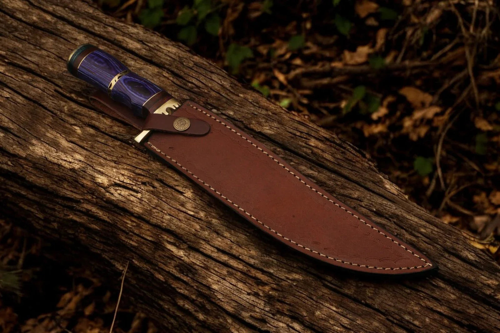 Custom Handmade Big Knife with Damascus Steel Blade - PhishStones Products