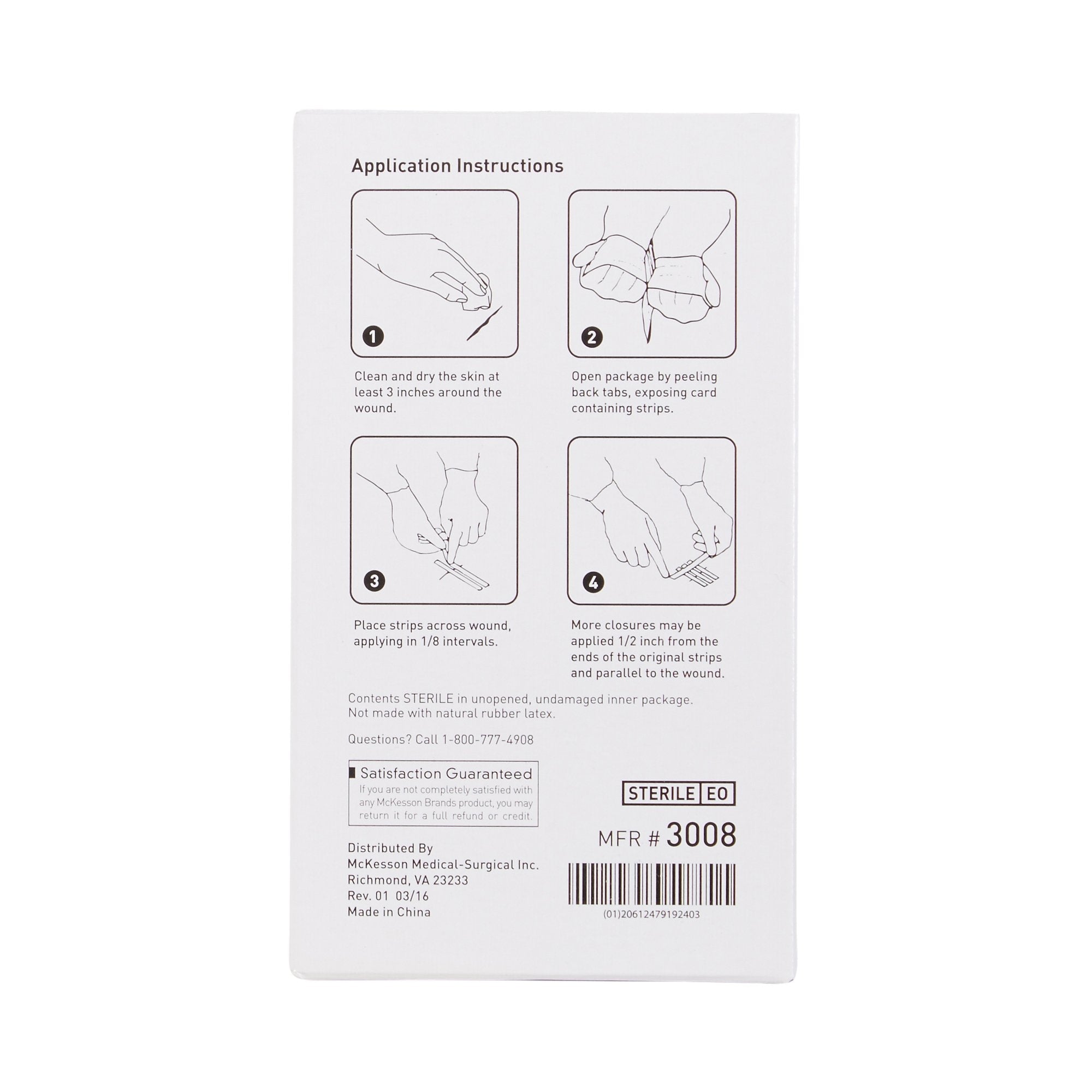 McKesson Skin Closure Reinforced Strip, ¼ X 1½ Inch 3008