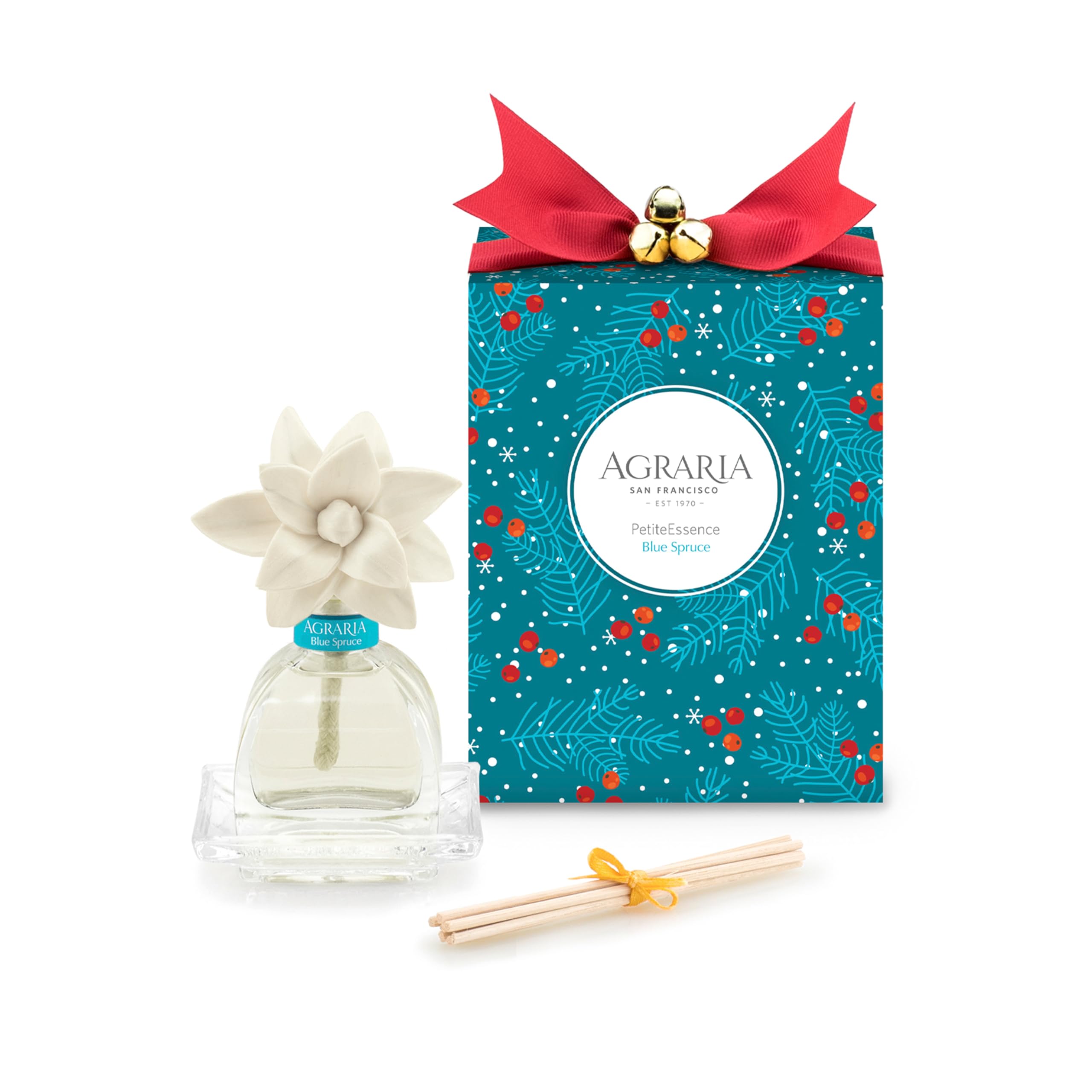 Agraria PetiteEssence Flower and Reed Diffuser Set 1.7 oz Handcrafted Sola Flower Botanical Scent Diffuser for Home Scented Oil Diffuser Gift Set