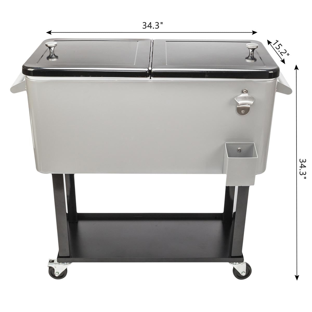 Yescom 80QT Beverage Cooler Cart on Wheels Drinks Storage