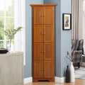 72" Corner Kitchen Pantry Cabinet | 4-Tier Tall Storage with 8 Doors & Shelves — Farmhouse Oak