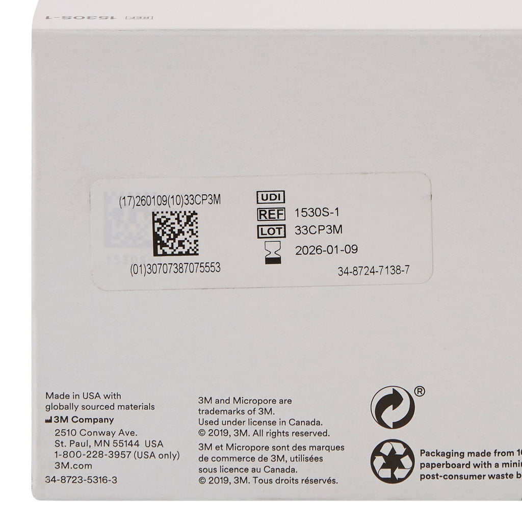 3M™ Micropore™ Paper Medical Tape, 1 Inch x 1-1/2 Yard, White 1530S-1
