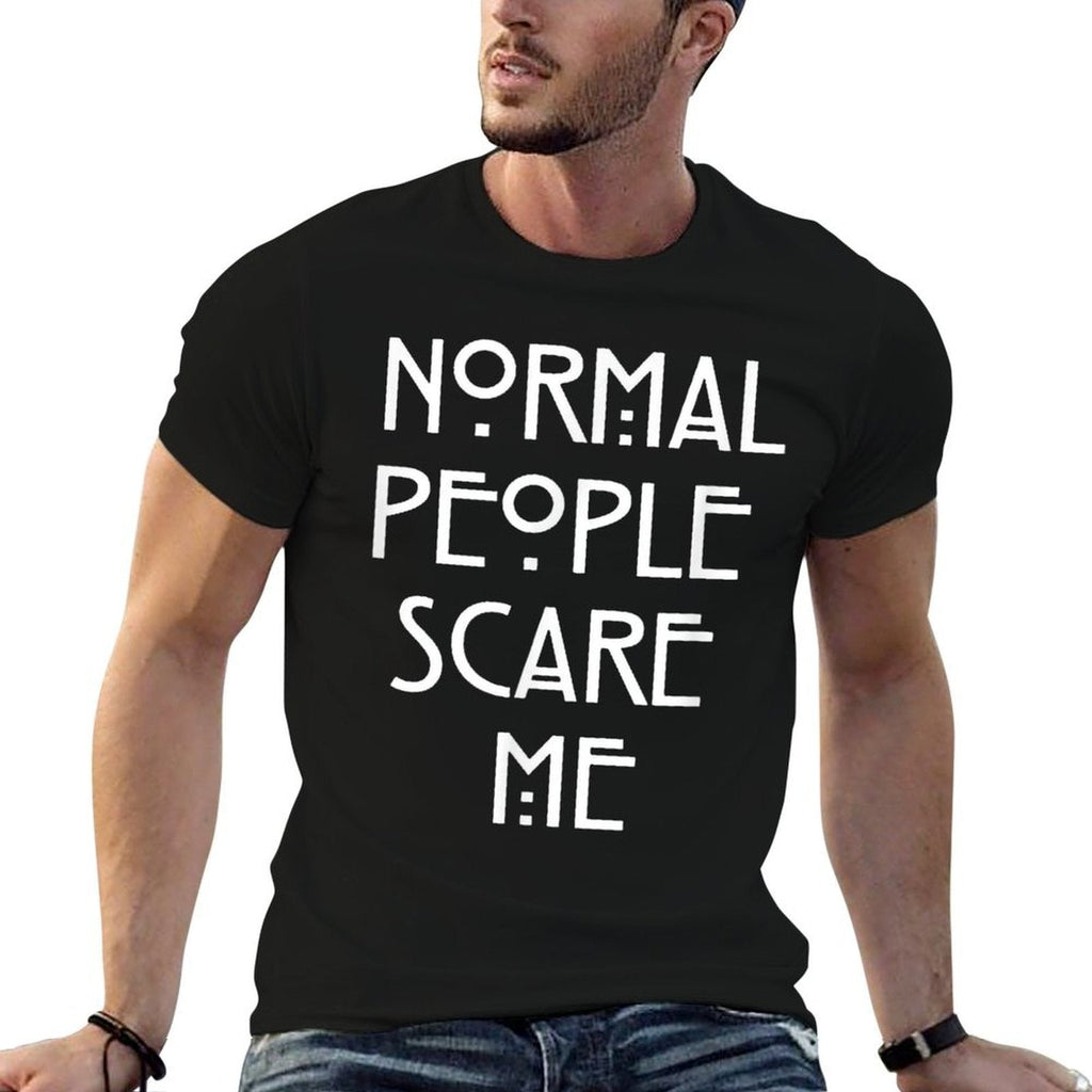 Normal People Scare Me Funny Gift  Ribbed Collar T-Shirt