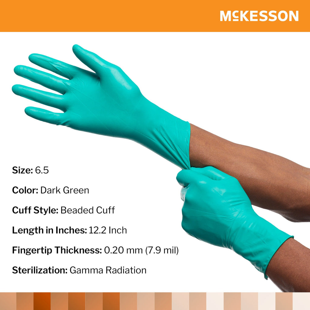 McKesson Perry® Performance Plus Polychloroprene Surgical Glove, Size 6.5, Green 20-2565N
